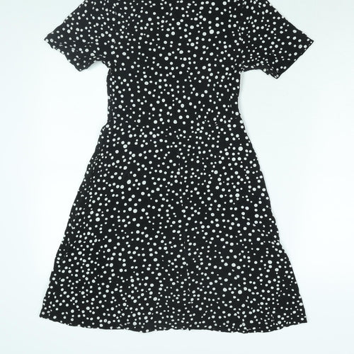 ASOS Womens Black Polka Dot Viscose A-Line Size 10 Round Neck Pullover