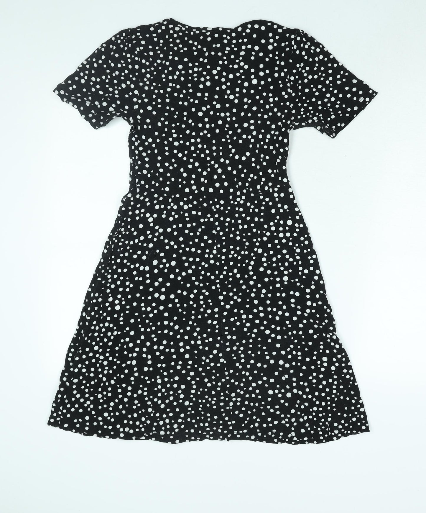 ASOS Womens Black Polka Dot Viscose A-Line Size 10 Round Neck Pullover
