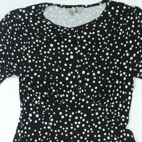 ASOS Womens Black Polka Dot Viscose A-Line Size 10 Round Neck Pullover