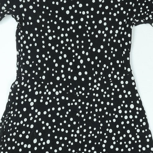 ASOS Womens Black Polka Dot Viscose A-Line Size 10 Round Neck Pullover
