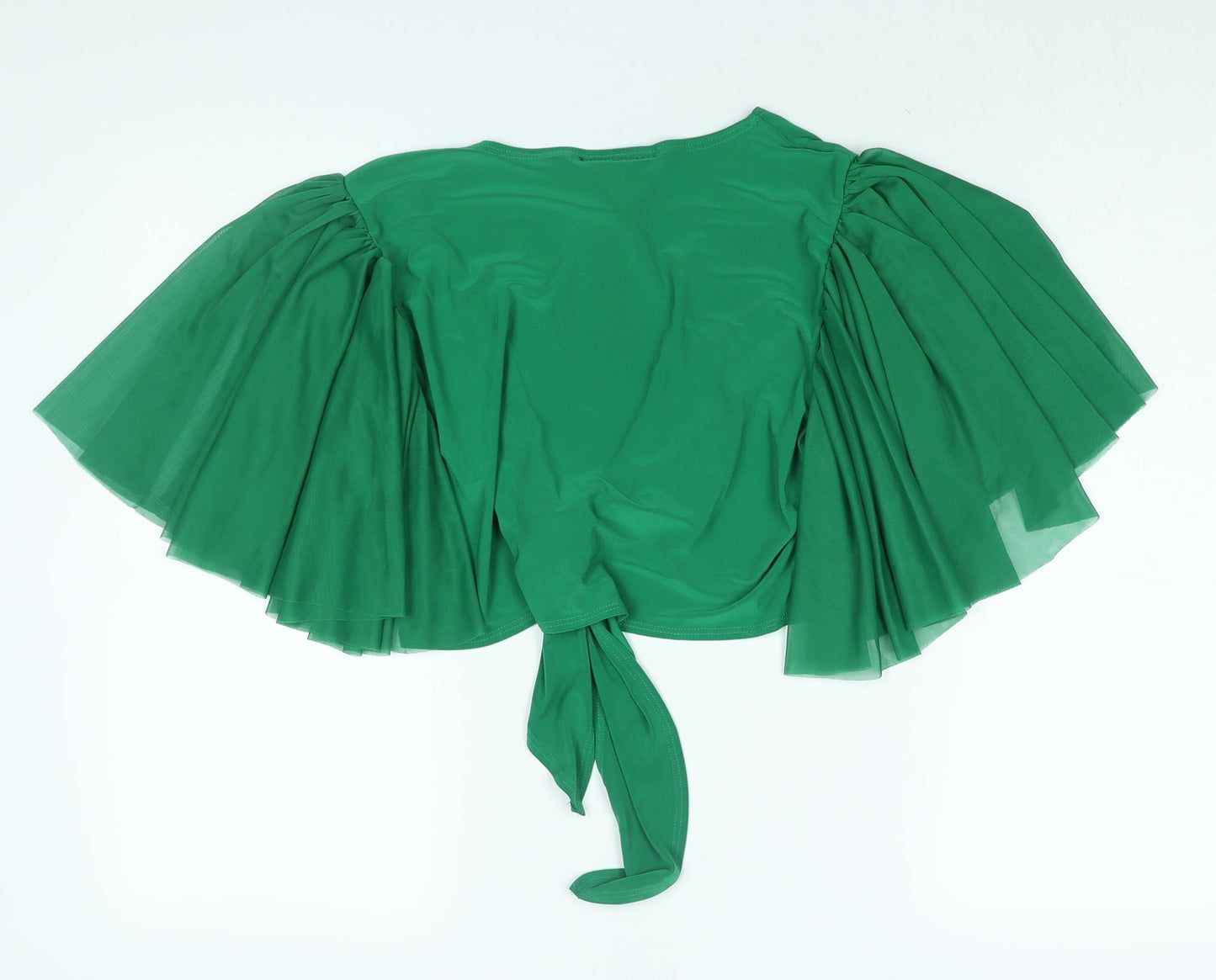 Antthony Womens Green Polyester Cropped Blouse Size M V-Neck