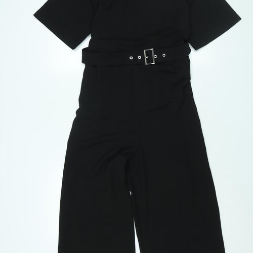 Marks and Spencer Womens Black Polyester Jumpsuit One-Piece Size 12 L22 in Zip - Belted