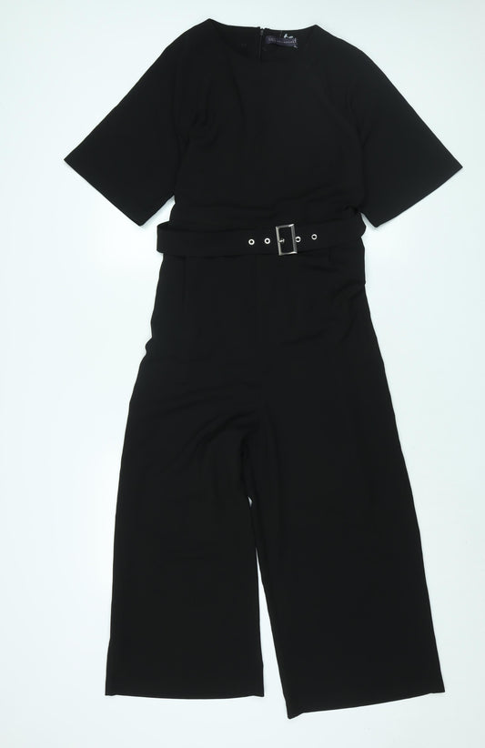 Marks and Spencer Womens Black Polyester Jumpsuit One-Piece Size 12 L22 in Zip - Belted