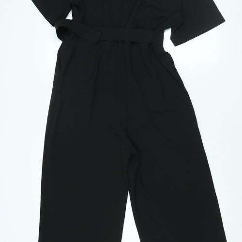 Marks and Spencer Womens Black Polyester Jumpsuit One-Piece Size 12 L22 in Zip - Belted