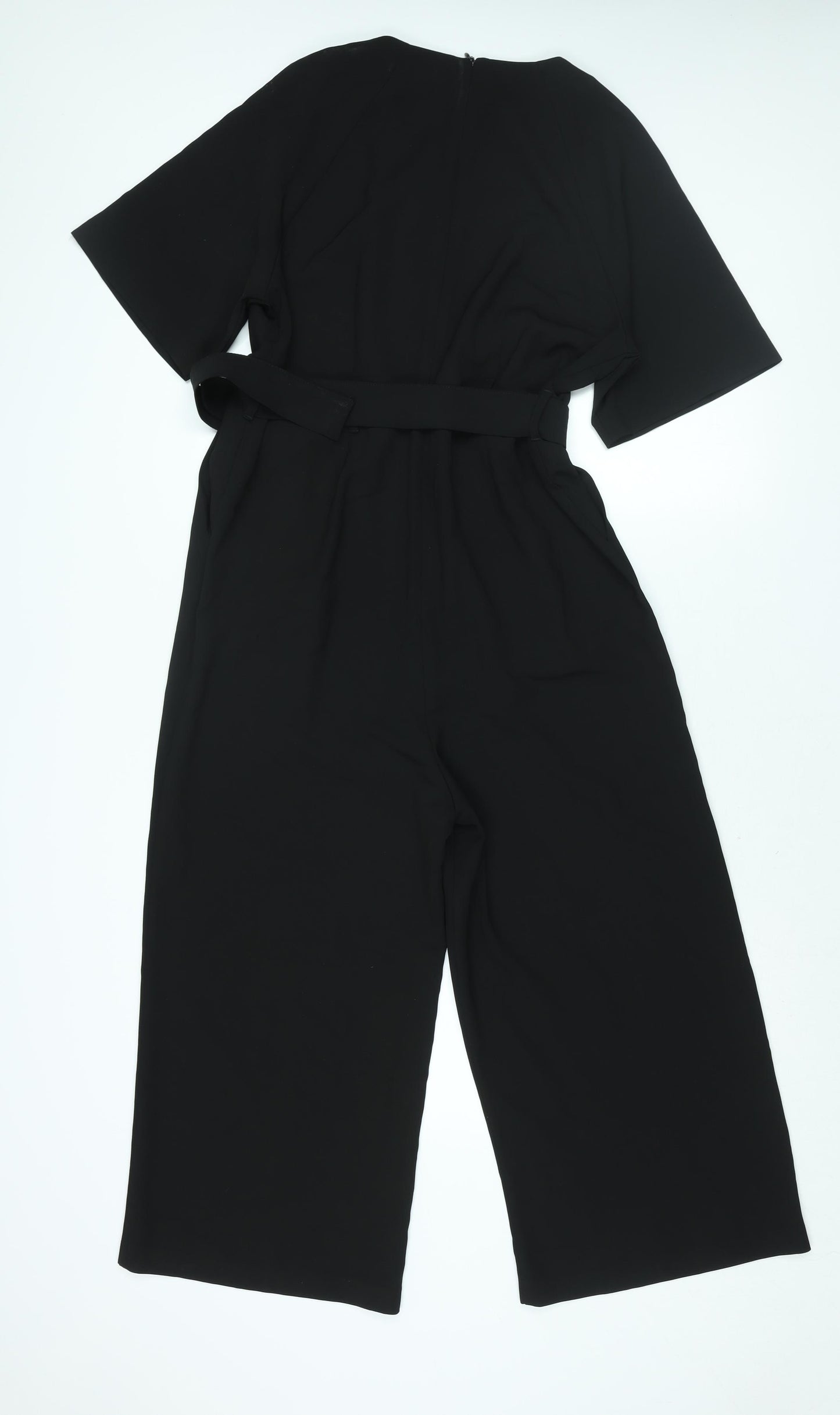 Marks and Spencer Womens Black Polyester Jumpsuit One-Piece Size 12 L22 in Zip - Belted