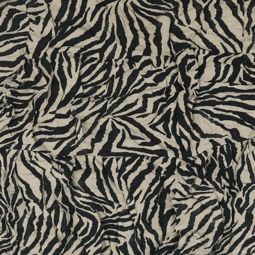 RESERVED Womens Brown Animal Print Viscose Basic Blouse Size 12 V-Neck - Smocked Tiger Print