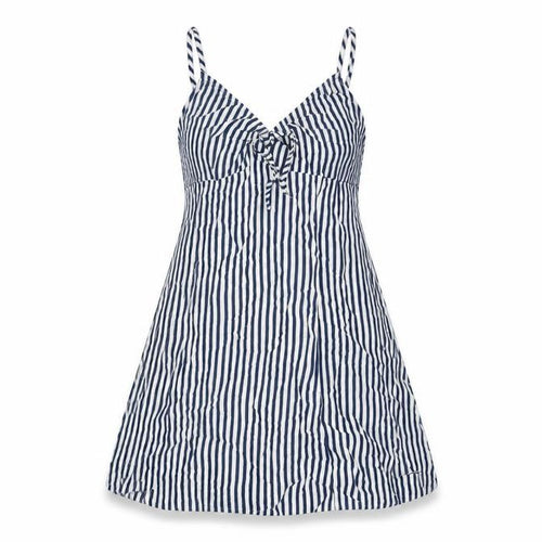 Divided by H&M Womens Blue Striped Viscose A-Line Size 8 V-Neck Zip