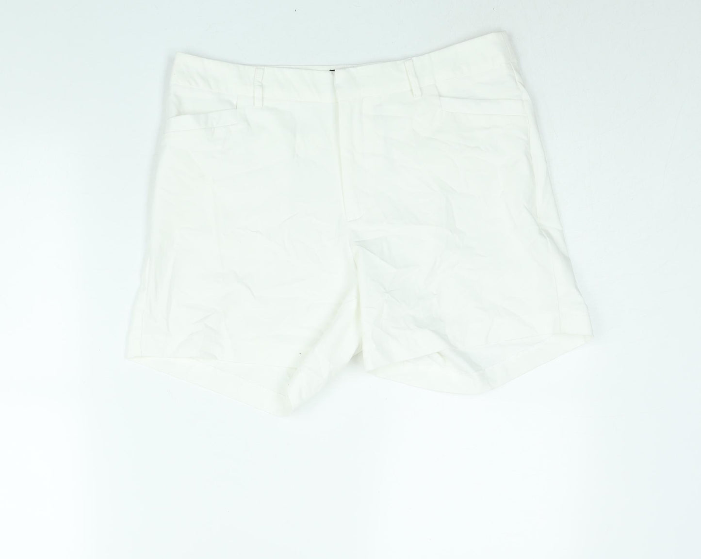 Susan Miller Womens White Polyester Basic Shorts Size 10 L5 in Regular Zip