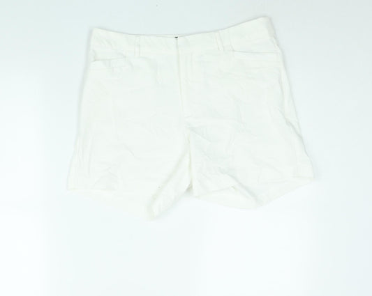 Susan Miller Womens White Polyester Basic Shorts Size 10 L5 in Regular Zip