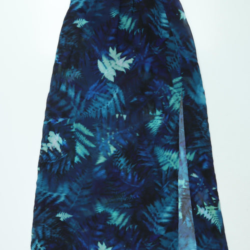 Divided by H&M Womens Blue Geometric Polyester Maxi Size 10 Square Neck Pullover - Front Slit