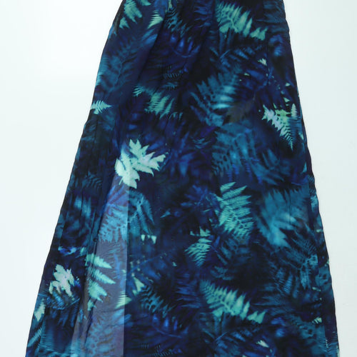 Divided by H&M Womens Blue Geometric Polyester Maxi Size 10 Square Neck Pullover - Front Slit