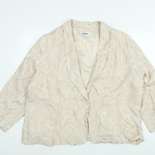 Milano Womens Pink Geometric Jacket Size 26 Button