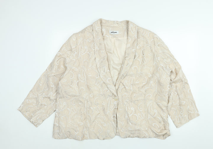Milano Womens Pink Geometric Jacket Size 26 Button