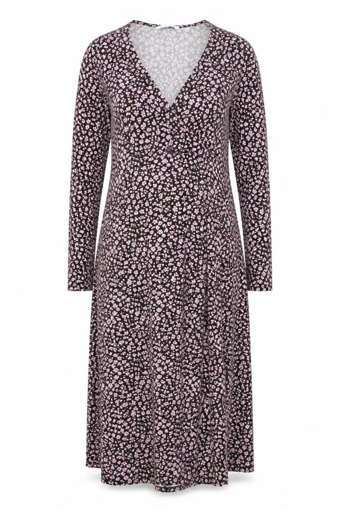 Mango Womens Pink Floral Polyester Wrap Dress Size M V-Neck Tie