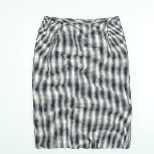 St Michael Womens Blue Check Polyester Straight & Pencil Skirt Size 32 in Zip - Houndstooth