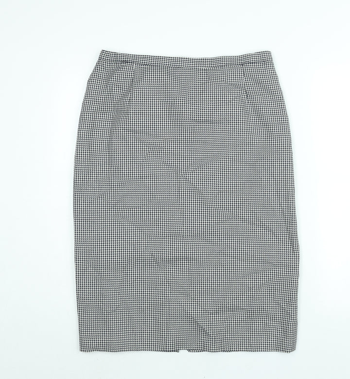 St Michael Womens Blue Check Polyester Straight & Pencil Skirt Size 32 in Zip - Houndstooth