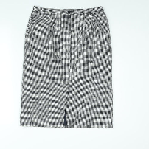 St Michael Womens Blue Check Polyester Straight & Pencil Skirt Size 32 in Zip - Houndstooth