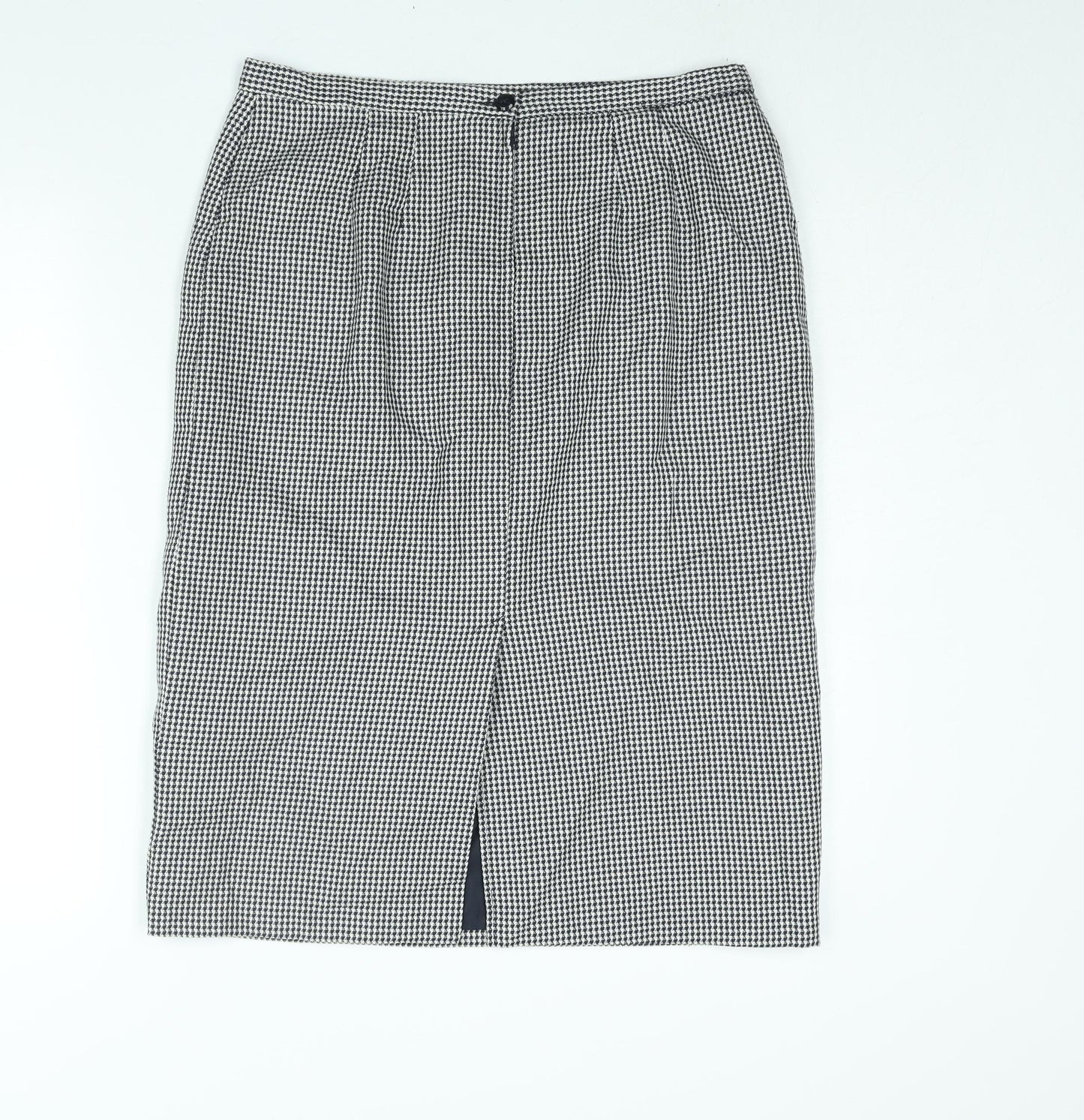 St Michael Womens Blue Check Polyester Straight & Pencil Skirt Size 32 in Zip - Houndstooth