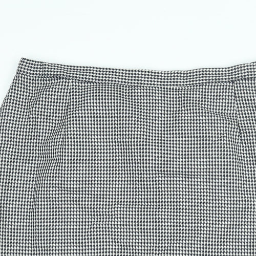 St Michael Womens Blue Check Polyester Straight & Pencil Skirt Size 32 in Zip - Houndstooth