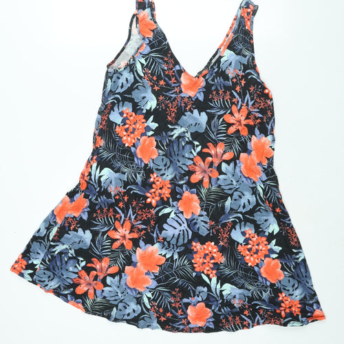 South Womens Multicoloured Floral Viscose Tank Dress Size 12 V-Neck Pullover - Size 12-14