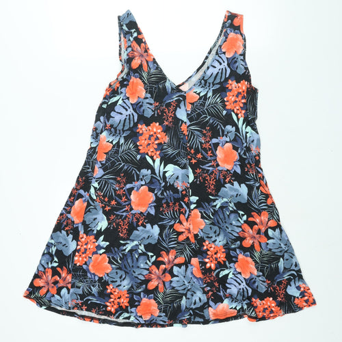 South Womens Multicoloured Floral Viscose Tank Dress Size 12 V-Neck Pullover - Size 12-14