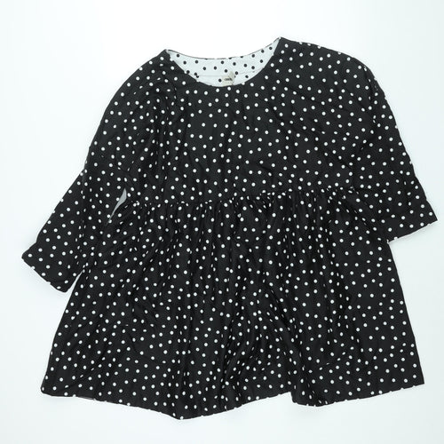 ASOS Womens Black Polka Dot Polyester A-Line Size 12 Round Neck Pullover