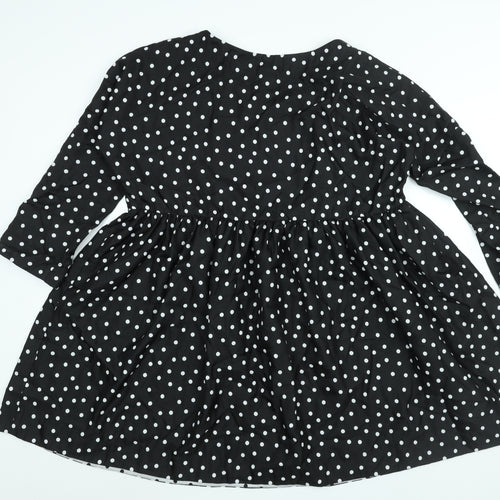 ASOS Womens Black Polka Dot Polyester A-Line Size 12 Round Neck Pullover
