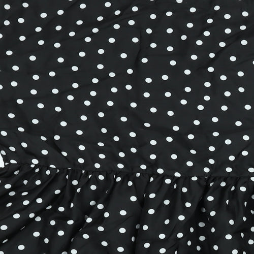 ASOS Womens Black Polka Dot Polyester A-Line Size 12 Round Neck Pullover