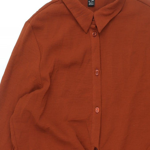 New Look Womens Brown Polyester Shirt Dress Size 10 Collared Button - Drawstring Waist