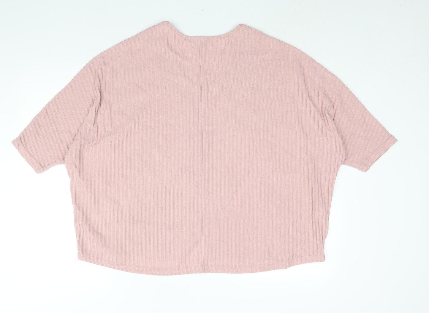 New Look Womens Pink Polyester Basic Blouse Size L V-Neck
