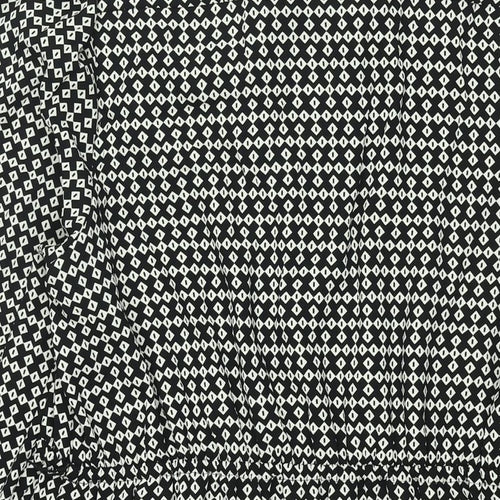 Marks and Spencer Womens Black Geometric Polyester Shift Size 18 Collared Tie