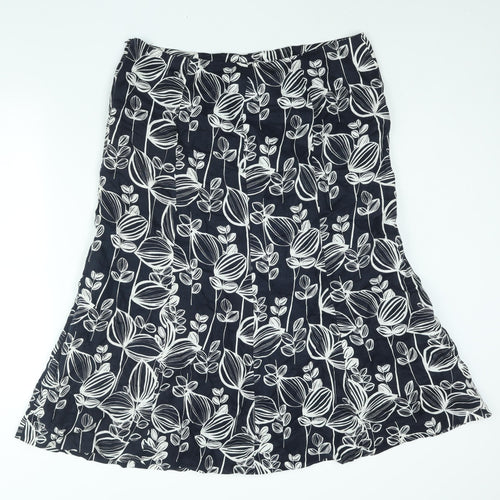 CC Womens Blue Geometric Linen Trumpet Skirt Size 16 Zip
