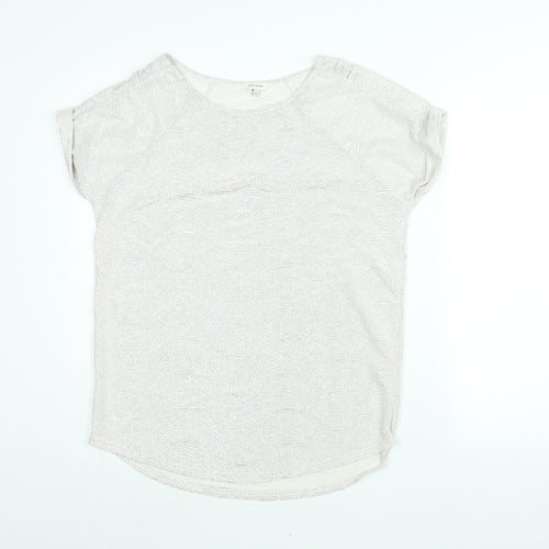 River Island Womens Silver Polyester Basic Blouse Size 12 Round Neck