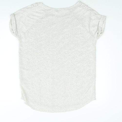 River Island Womens Silver Polyester Basic Blouse Size 12 Round Neck
