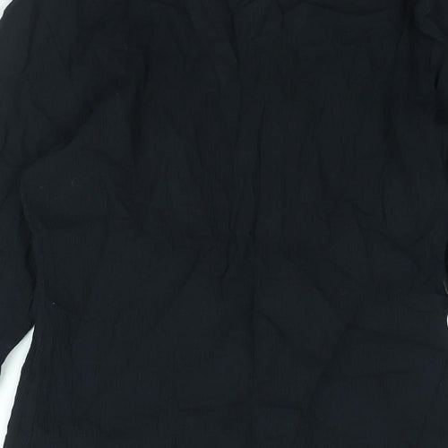 New Look Womens Black Cotton Basic Blouse Size 8 V-Neck - Beading Detail