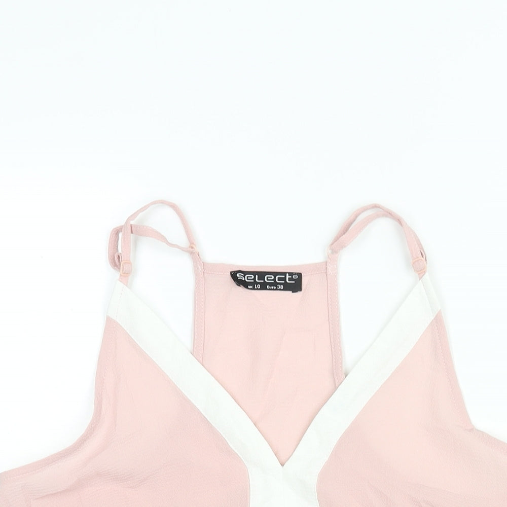 Select Womens Pink Polyester Camisole Blouse Size 10 V-Neck