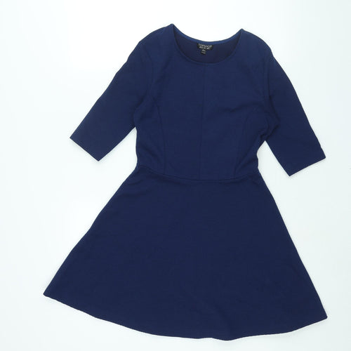 Topshop Womens Blue Polyester A-Line Size 8 Round Neck Pullover