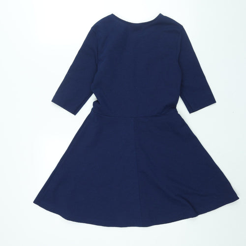 Topshop Womens Blue Polyester A-Line Size 8 Round Neck Pullover