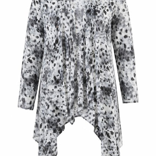 Divided by H&M Womens Grey Geometric Polyester Kimono Blouse Size 10 V-Neck - Semi Sheer Waterfall Front