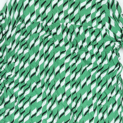 Fransa Womens Green Geometric Viscose Basic Blouse Size S Mock Neck