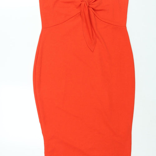 Boohoo Womens Red Polyester Bodycon Size 14 Sweetheart Tie - Tie