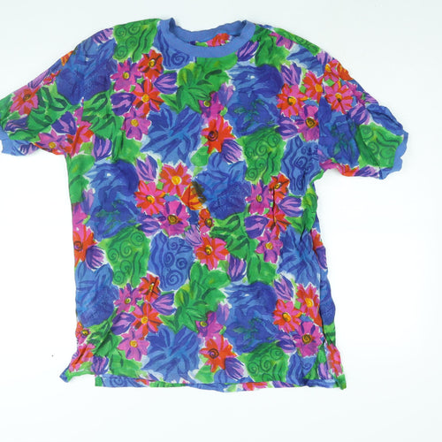 St Michael Womens Multicoloured Geometric Viscose Basic Blouse Size 12 Round Neck - Floral Print Size 12-14