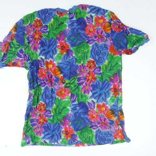 St Michael Womens Multicoloured Geometric Viscose Basic Blouse Size 12 Round Neck - Floral Print Size 12-14