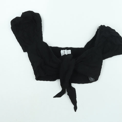 COLLUSION Womens Black Cotton Cropped Blouse Size 8 Sweetheart