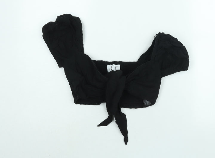 COLLUSION Womens Black Cotton Cropped Blouse Size 8 Sweetheart