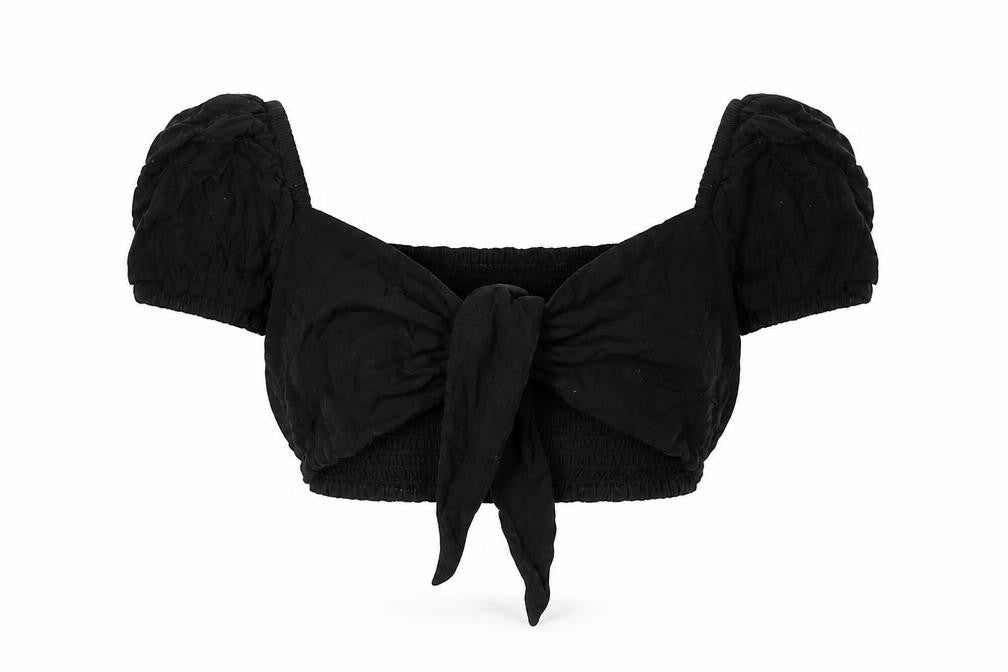 COLLUSION Womens Black Cotton Cropped Blouse Size 8 Sweetheart
