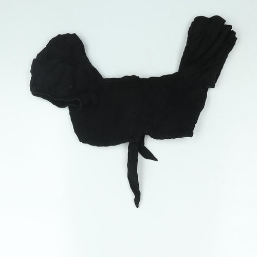 COLLUSION Womens Black Cotton Cropped Blouse Size 8 Sweetheart