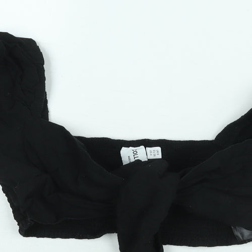 COLLUSION Womens Black Cotton Cropped Blouse Size 8 Sweetheart