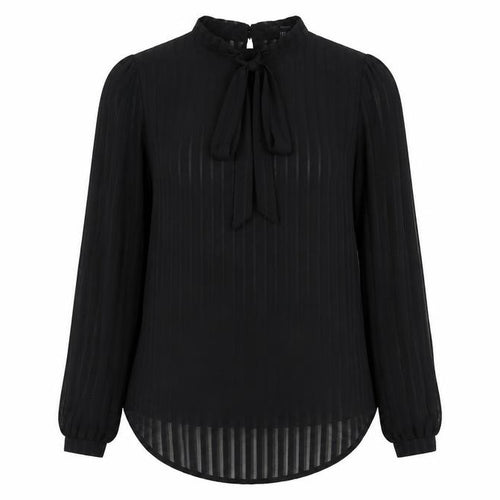 Forever 21 Womens Black Polyester Basic Blouse Size M Mock Neck - Tie