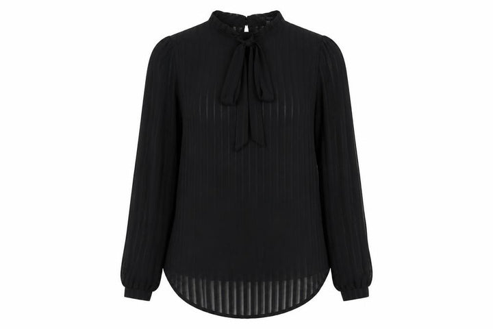 Forever 21 Womens Black Polyester Basic Blouse Size M Mock Neck - Tie
